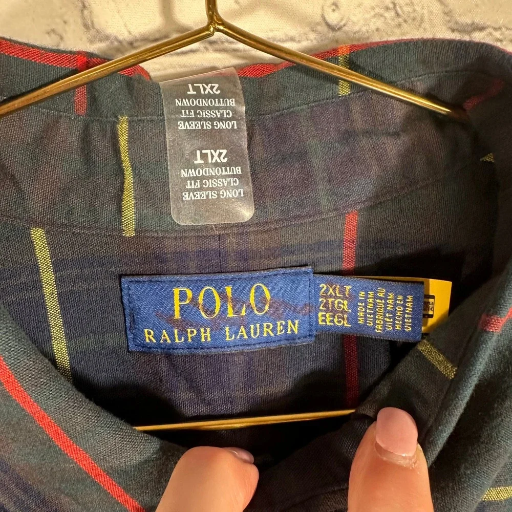 NEW Polo Ralph Lauren Mens 2XLT Plaid Button Down Shirt Long Sleeve Classic Fit